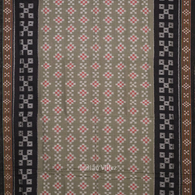Sage Green Black Body Pasapali Sambalpuri Pure Cotton Saree