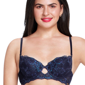 Twilight Dream Padded wired Lace Bra - Evening Blue
