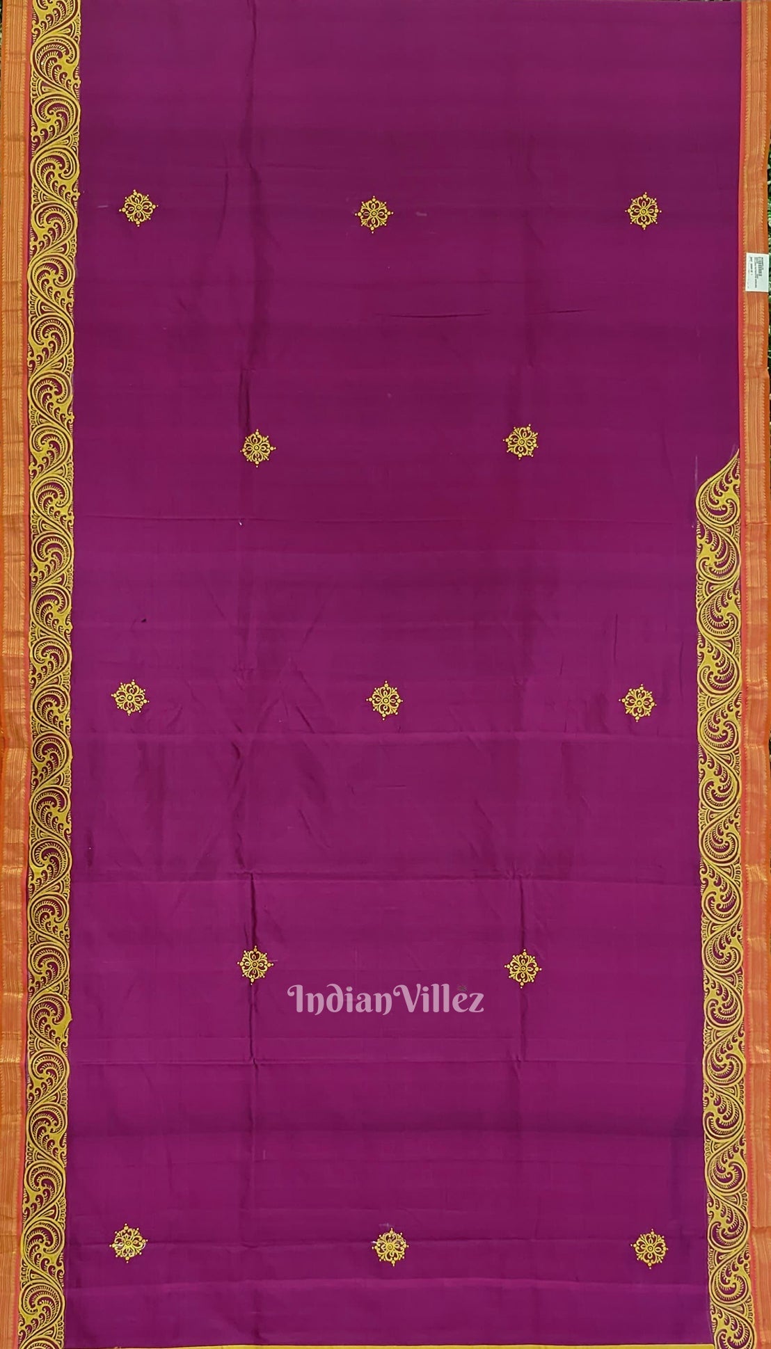Deep Maroon Ramayan Theme Hand-Painted Pattachitra Saree