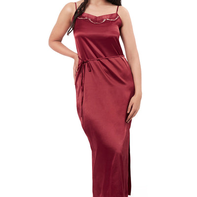 Eternal Bliss Full Length Chemise - Red Berry