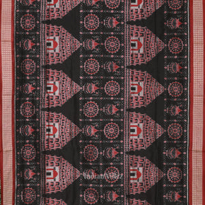 Black Maroon Konark Theme Odisha Ikat Sambalpuri Silk Saree