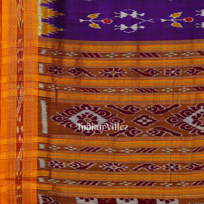 Purple Tribal Theme Odisha Ikat Khandua Silk Saree