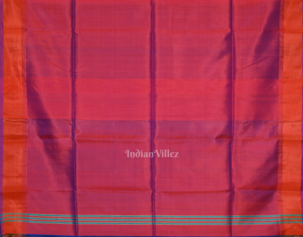 Sky Blue Magenta Pink Pure Bishnupuri Silk Saree