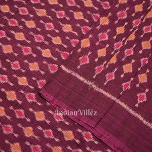Wine Purple Odisha Ikat Cotton Fabric
