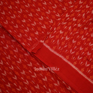 Deep Red Arrows Motif Sambalpuri Ikat Cotton Fabric