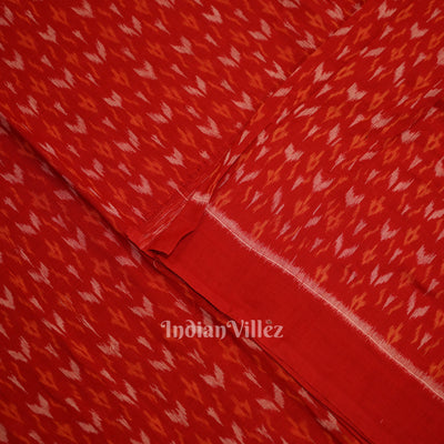 Deep Red Arrows Motif Sambalpuri Ikat Cotton Fabric