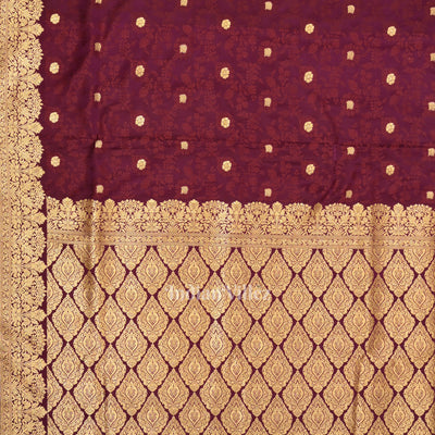 Wine Purple Soft Pure Mashru Satin Silk Banarasi Saree
