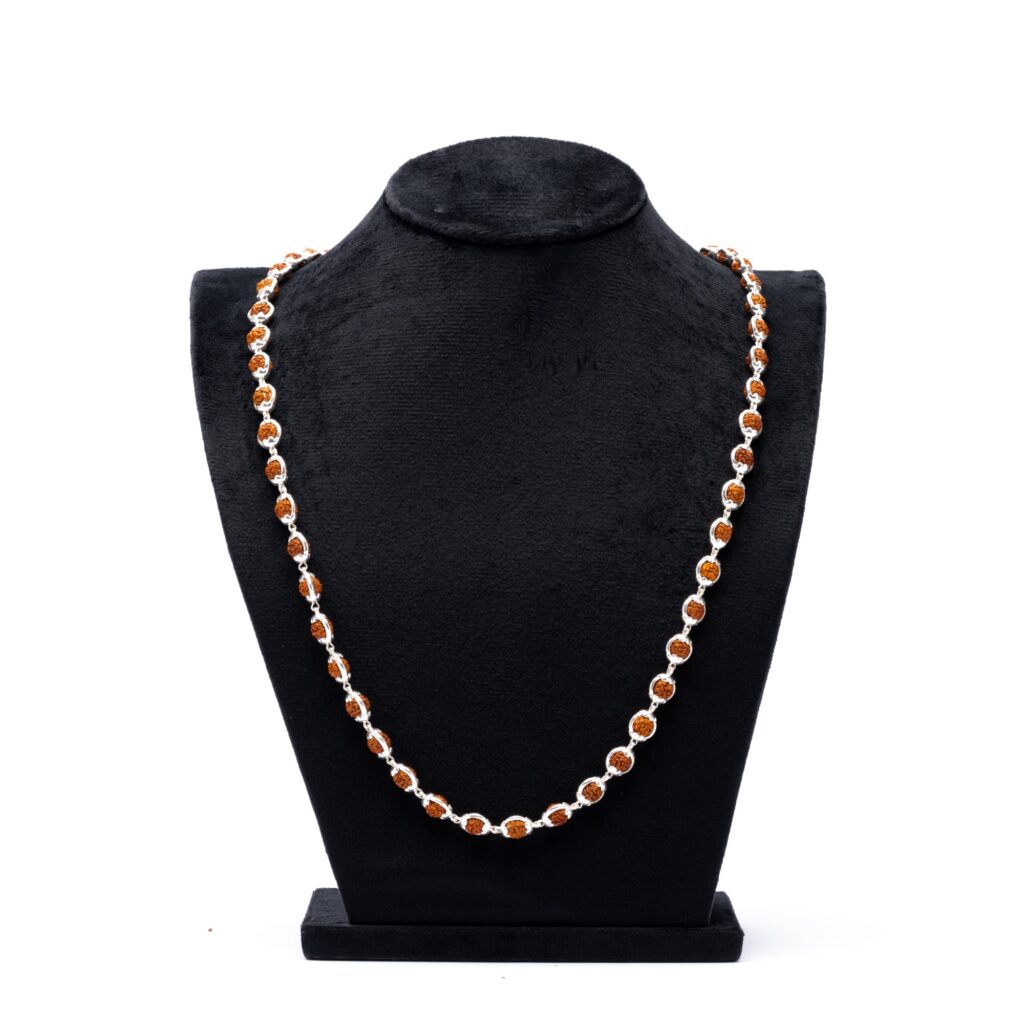 Rudraksha Capping Silver Mala