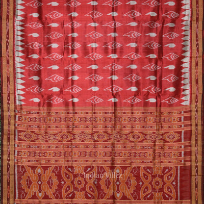 Maroon Red Sankha Theme Odisha Handloom Khandua Silk Saree