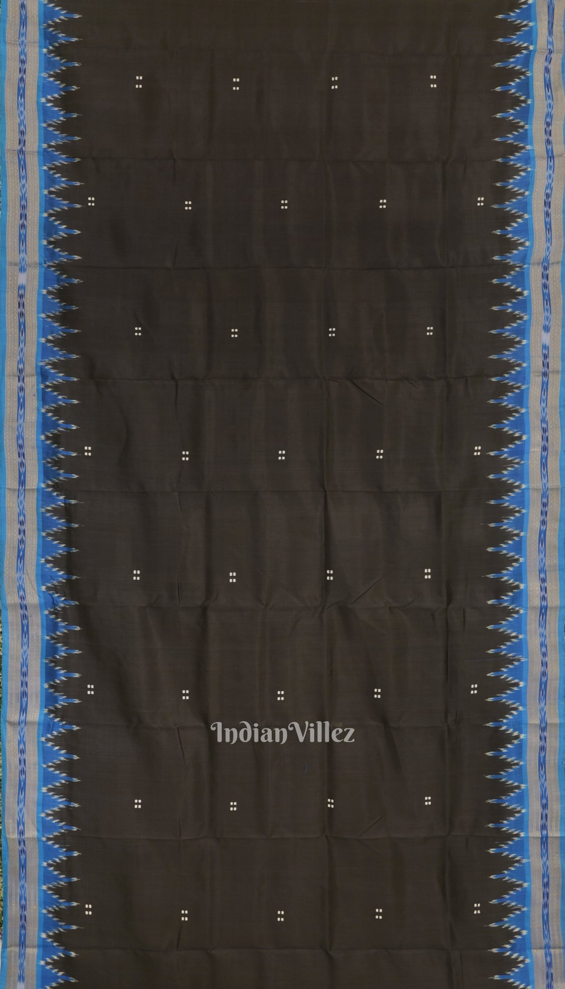 Black Cupper Sulphate Butta Odisha Ikat Khandua Silk Saree