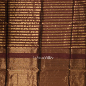Maroon Stripped Pure Silk Cotton Maheshwari Saree