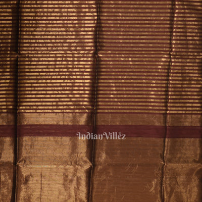 Maroon Stripped Pure Silk Cotton Maheshwari Saree
