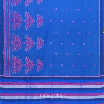 Sky Blue Lotus Pure Sambalpuri Cotton Saree
