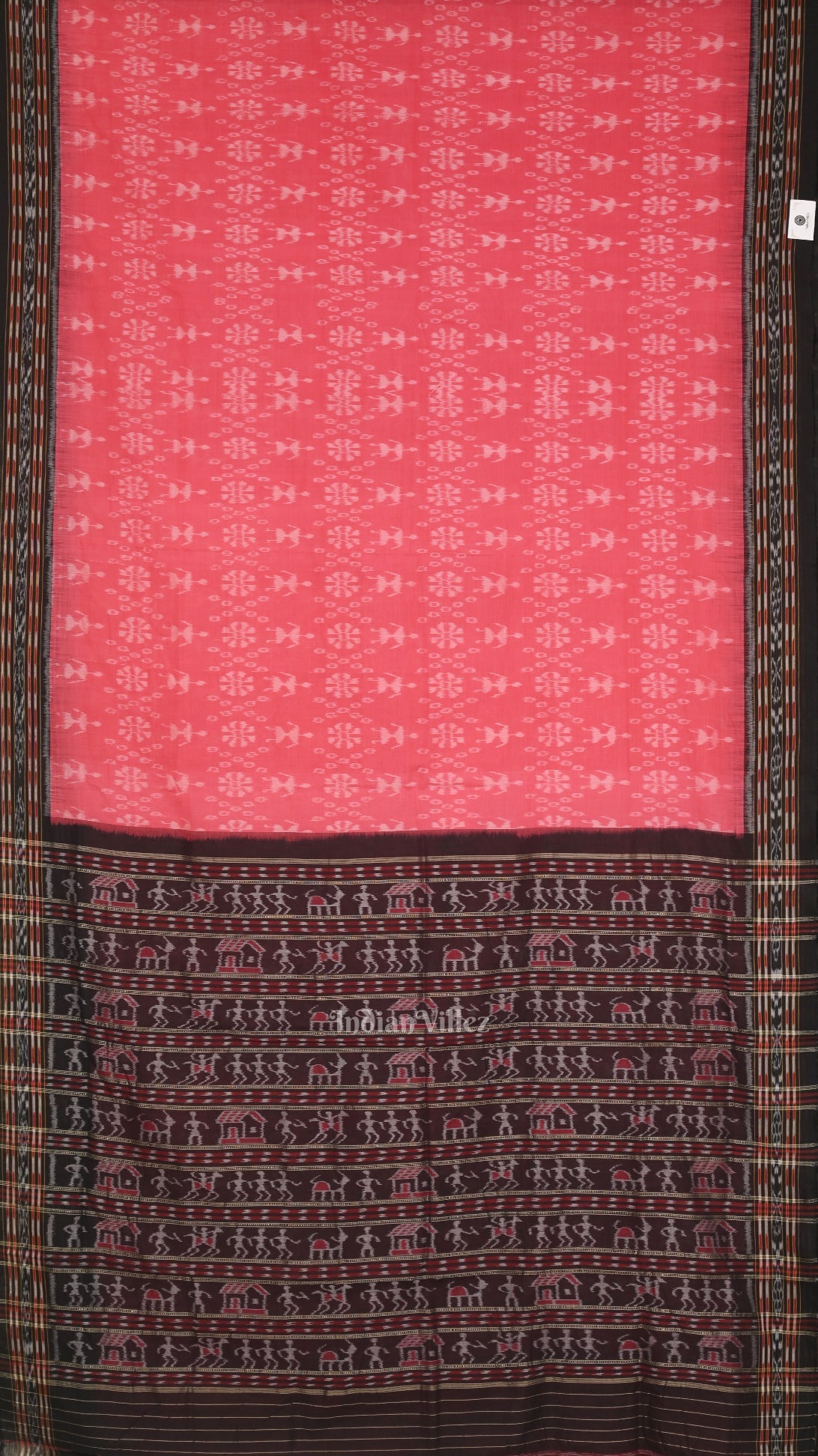 Pink Black Tribal Theme Odisha Ikat Sambalpuri Cotton Saree