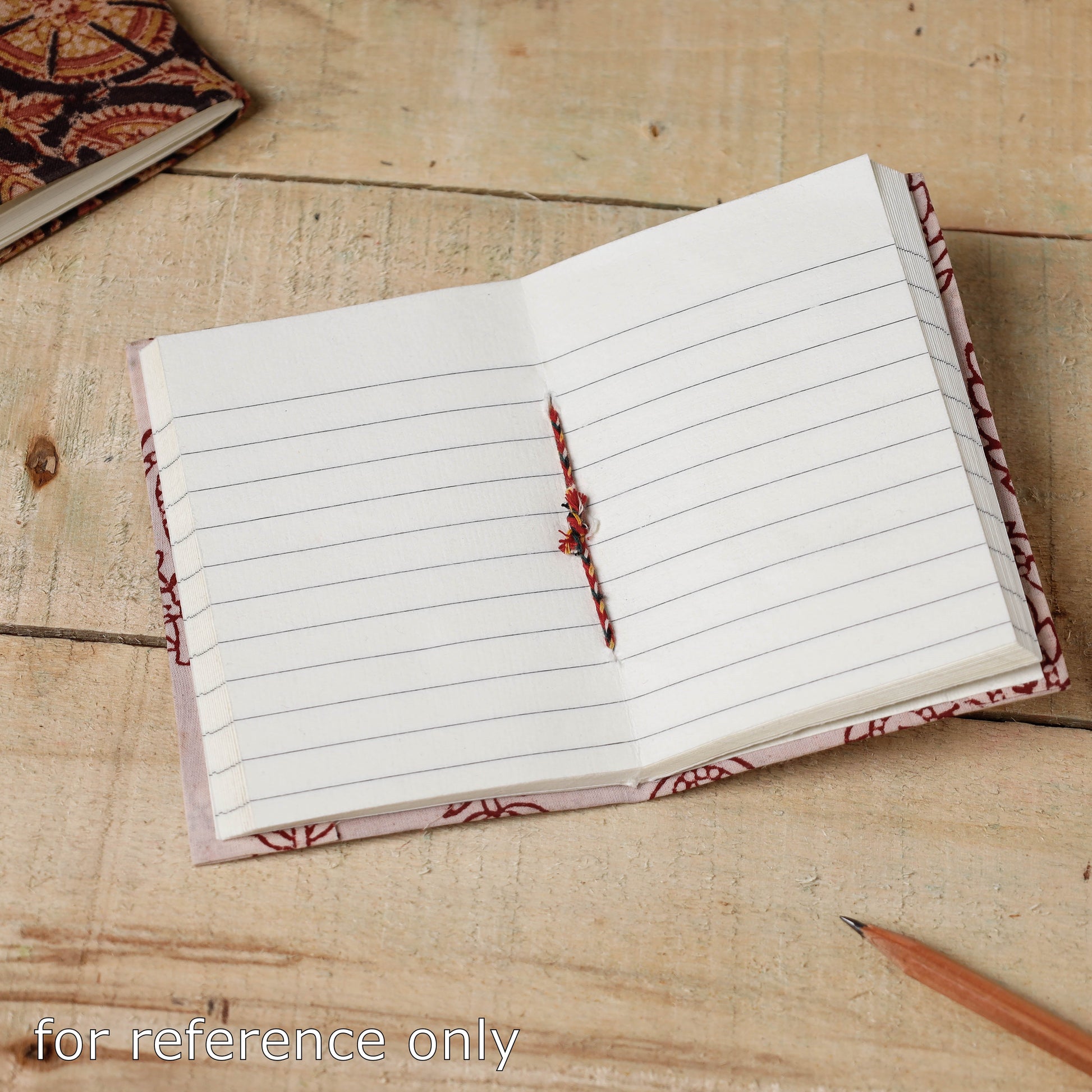 Beige - Kalamkari Fabric Cover Handmade Paper Notebook (5 x 3 in)