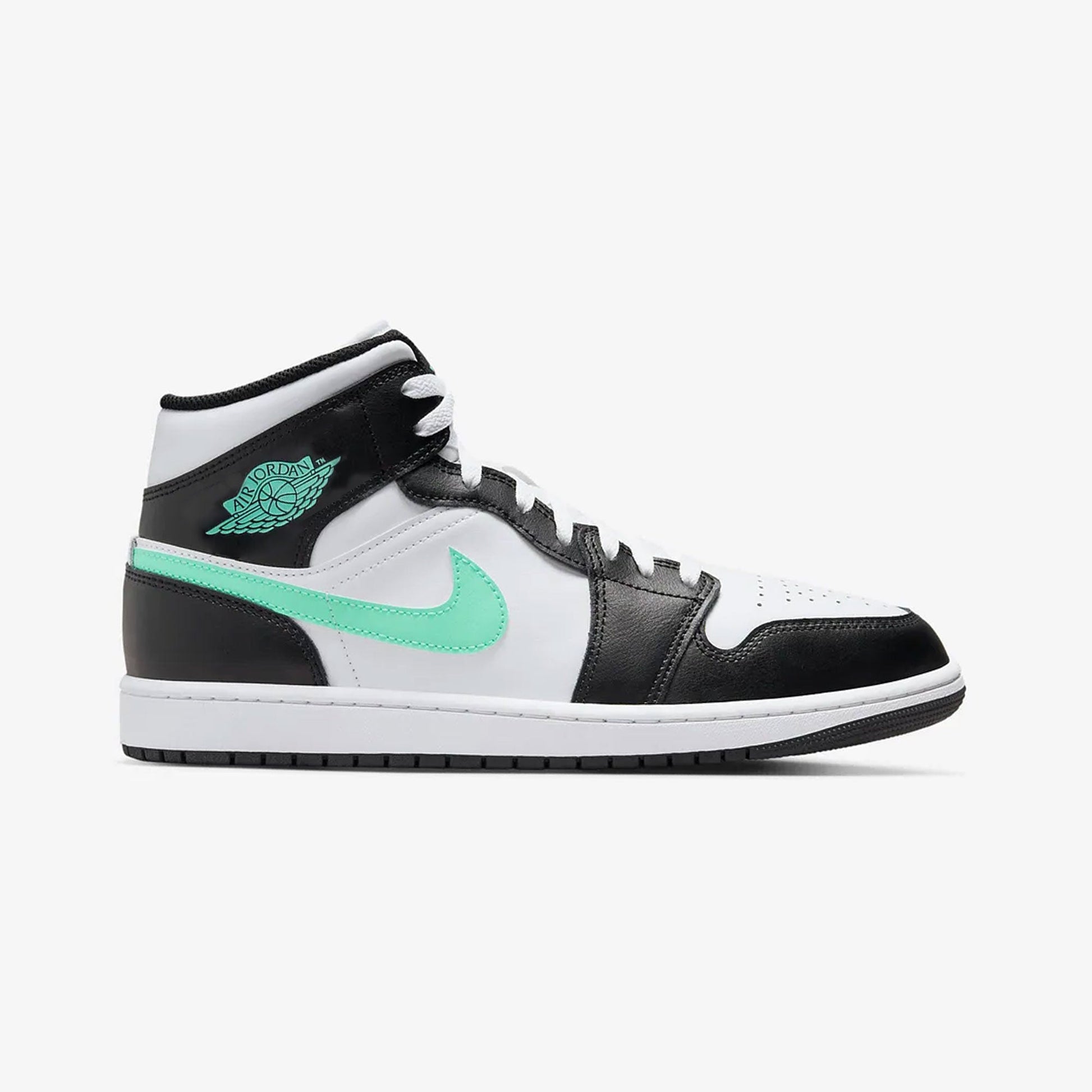 Jordan | AIR JORDAN 1 MID  { WHITE/GREEN GLOW-BLACK