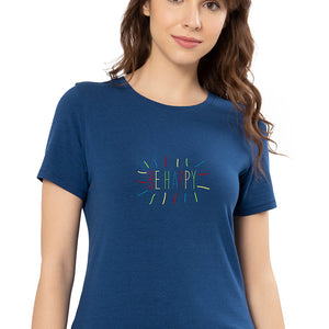 Scoop Neck Sleep Tee - Navy Peony