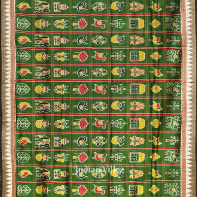 Green Nabakothi Odisha Ikat Khandua Silk Saree