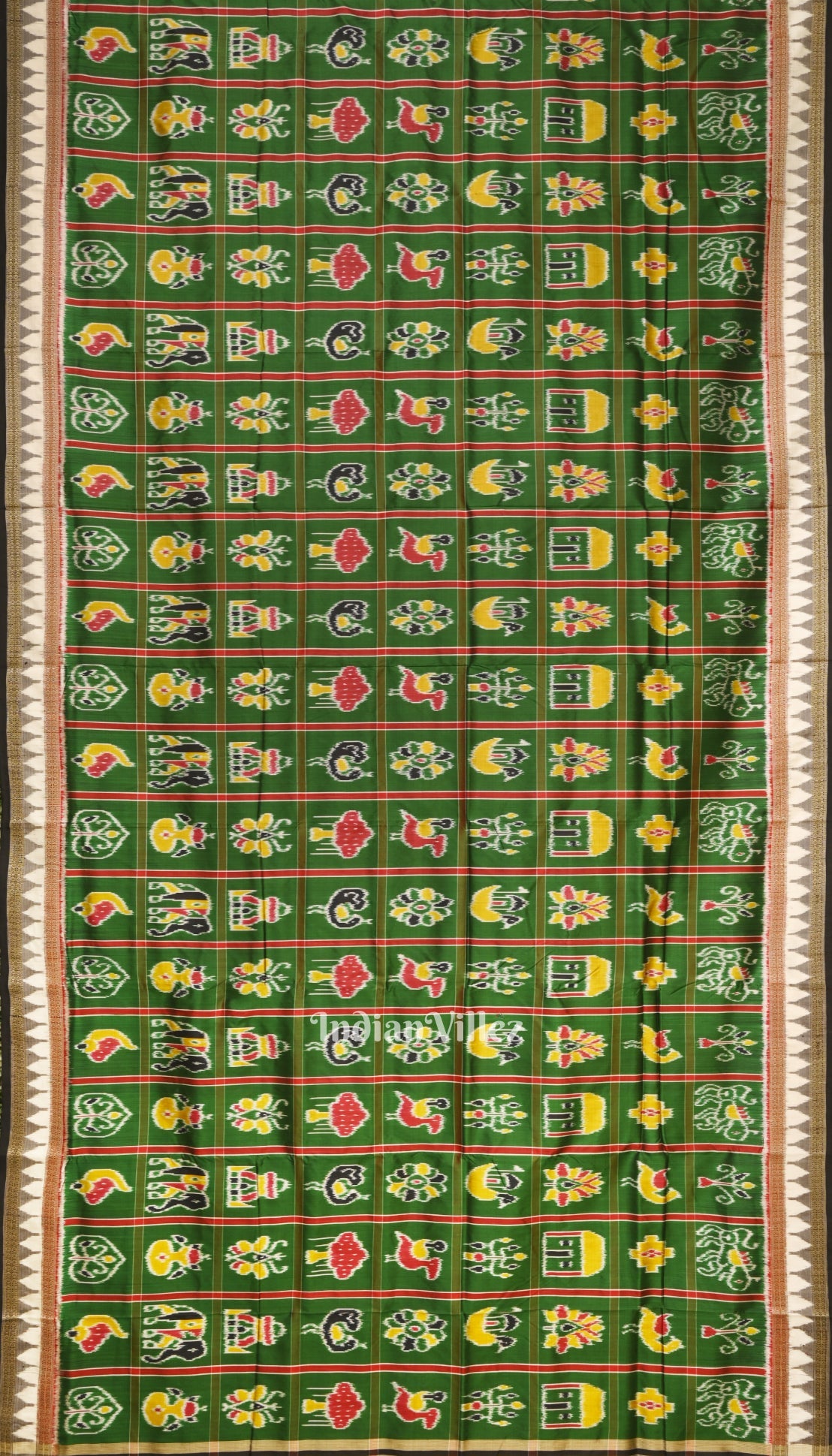 Green Nabakothi Odisha Ikat Khandua Silk Saree