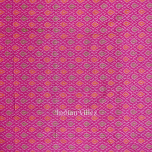 Rani Pink  Pochampally Ikat Silk & Cotton (Sico) Fabric
