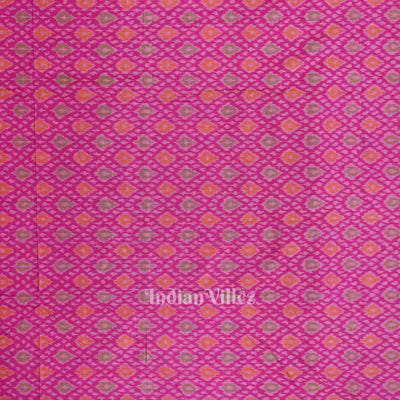 Rani Pink  Pochampally Ikat Silk & Cotton (Sico) Fabric