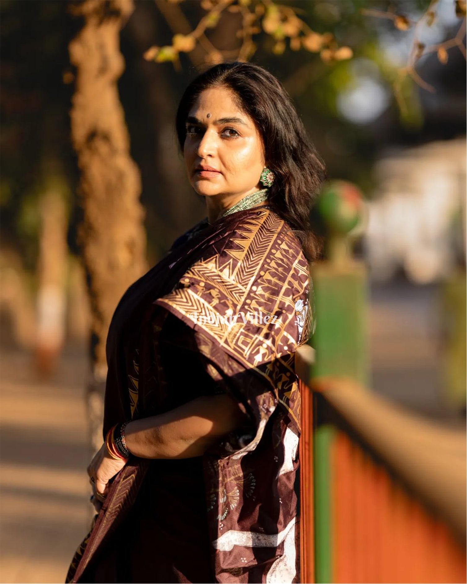 Arjuna Bows to Navagunjara Pure Hand-Painted Pattachitra Saree