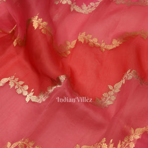 Baby Pink Pure Kora Organza Banarasi Tissue Saree