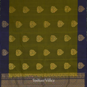 Hunter Green With Navy Blue Pure Kanjivaram Soft Silk Saree