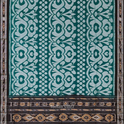 Green Black Floral Odisha Ikat Sambalpuri Cotton Saree