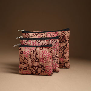 Brown - Handmade Cotton Utility Pouch Set 01