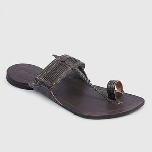 Brown Handstitched Leather Kolhapuri Men Slipper
