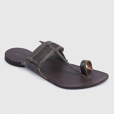 Brown Handstitched Leather Kolhapuri Men Slipper