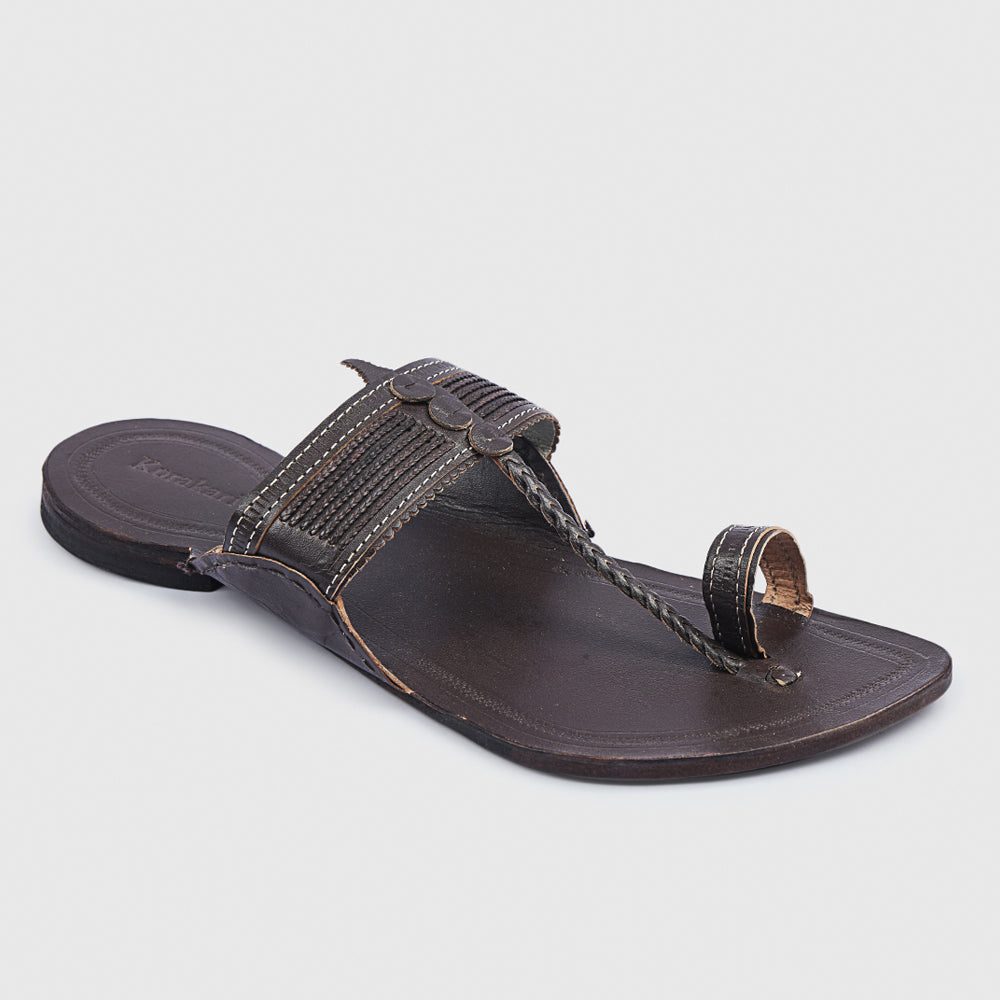 Brown Handstitched Leather Kolhapuri Men Slipper