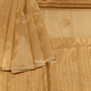 Golden Pure Organza Kora Banarasi Saree
