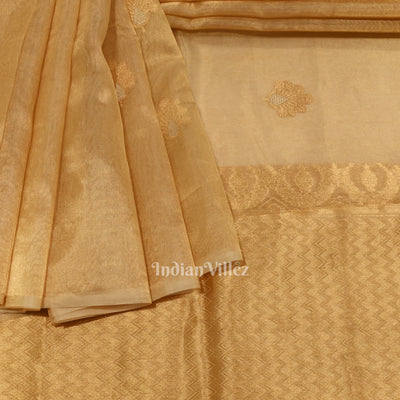 Golden Pure Organza Kora Banarasi Saree
