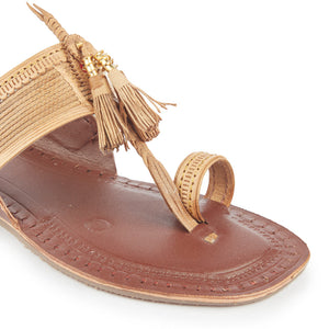 Brown Handstitched Leather Kolhapuri Women Slipper