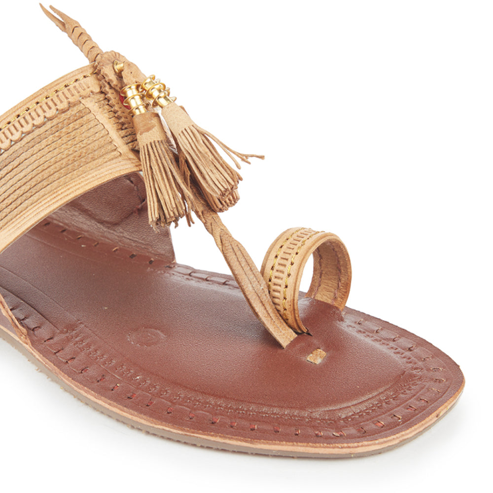 Brown Handstitched Leather Kolhapuri Women Slipper