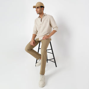 Men's Beige Linen Casual Shirt