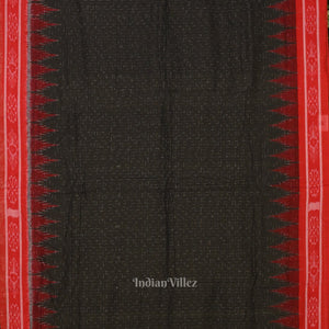 Black Red Jharana Manibandha Cotton Saree