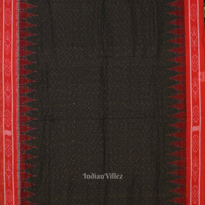 Black Red Jharana Manibandha Cotton Saree
