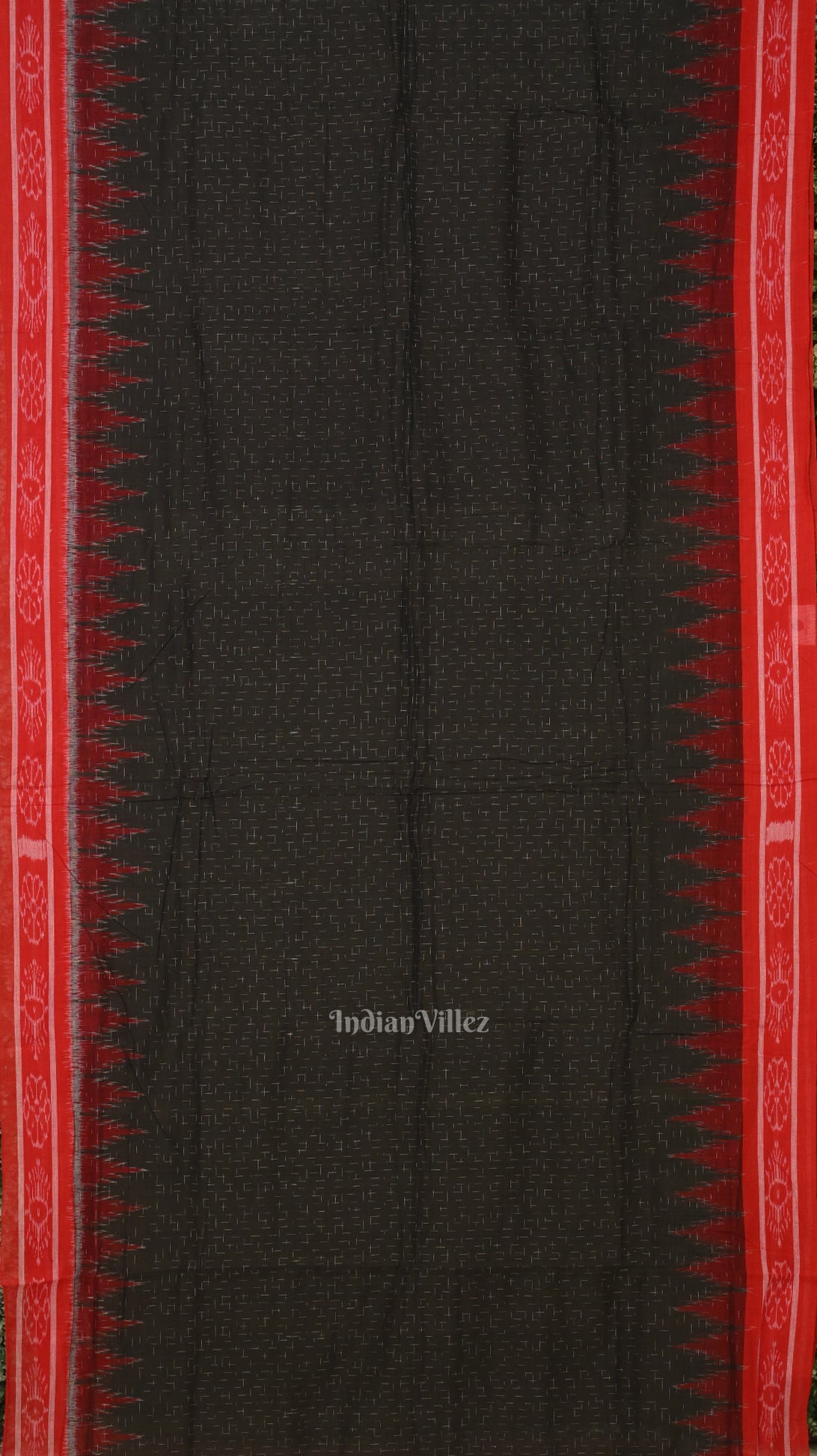 Black Red Jharana Manibandha Cotton Saree