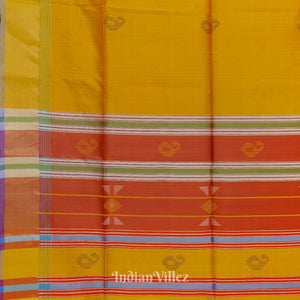 Multi Color With Golden Yellow Pure Bishnupuri Double Pallu Silk Saree