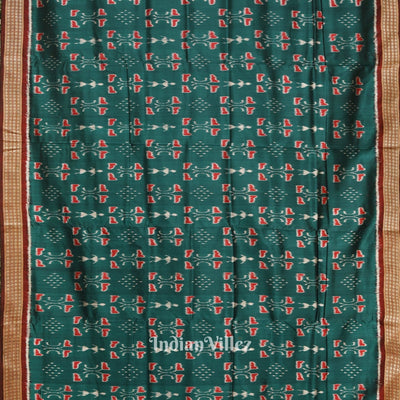 Peacock Green Tribal Theme Odisha Ikat Khandua Silk Saree