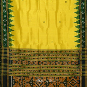 Lemon Yellow Green Border Pasapali Khandua Silk Saree