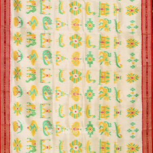 White Red Nabarangi Nabakothi Odisha Ikat Khandua Silk Saree