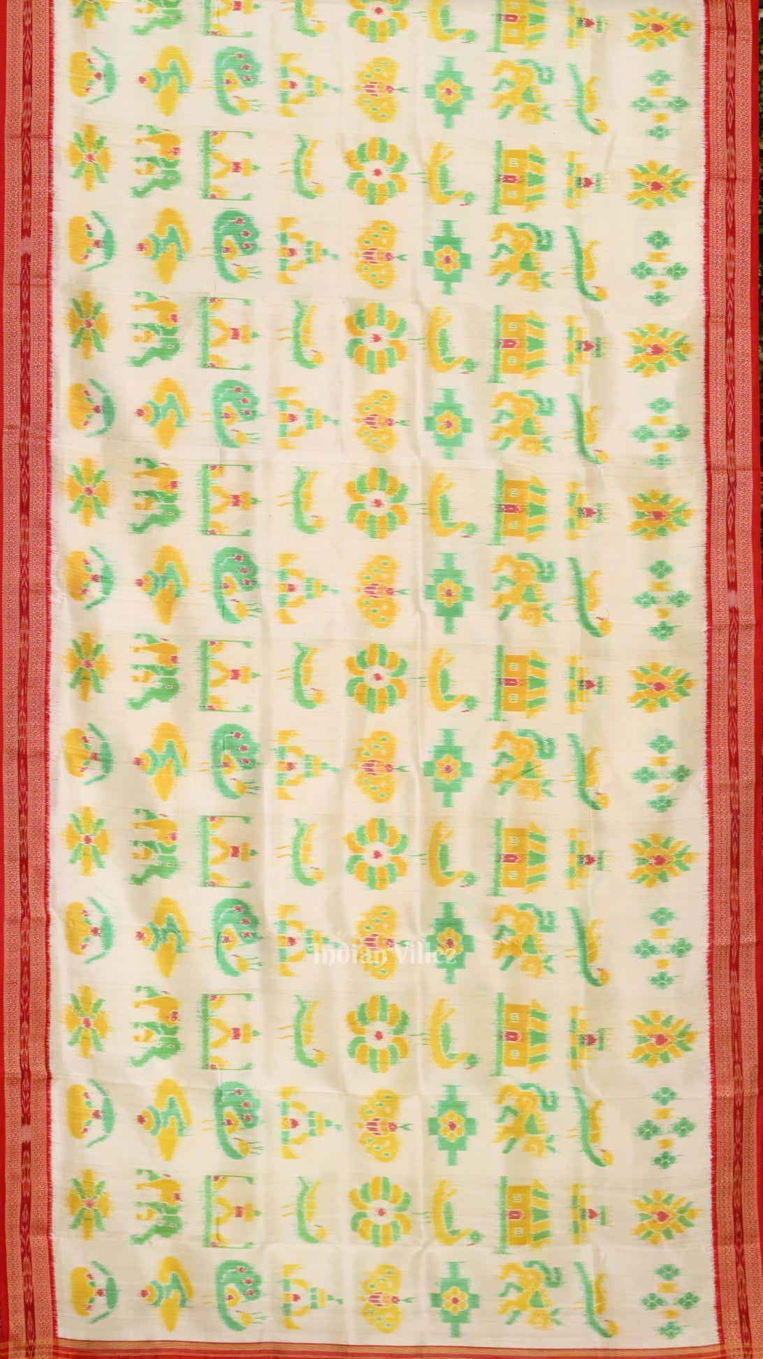 White Red Nabarangi Nabakothi Odisha Ikat Khandua Silk Saree