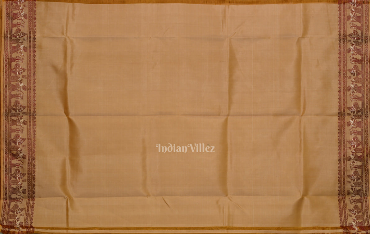 Beige Handwoven Baluchari Silk Saree