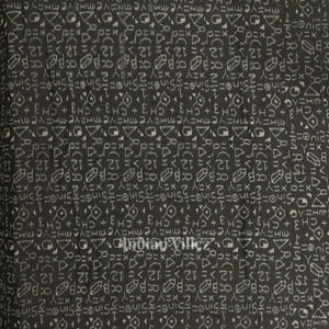 Black Chemical Formula Theme Sambalpuri Ikat Cotton Fabric