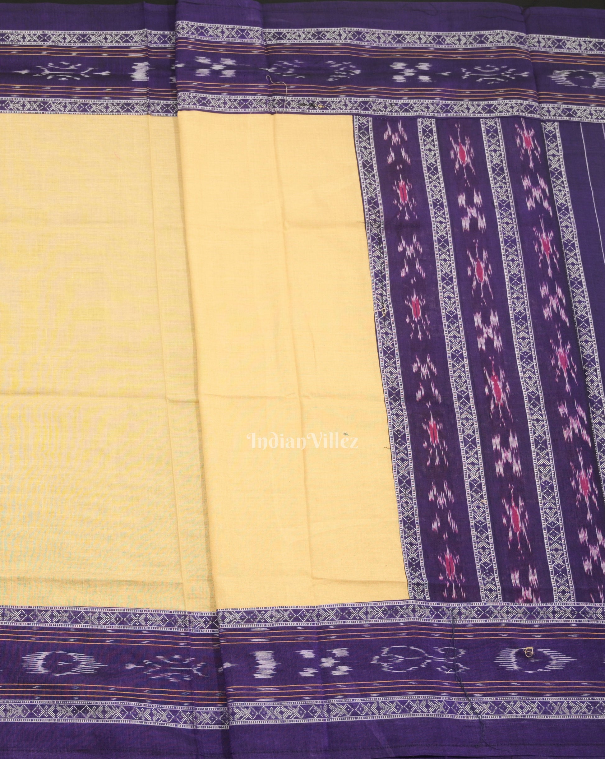 Purple with Cream Pasapali Sambalpuri Cotton Dress set with Dupatta