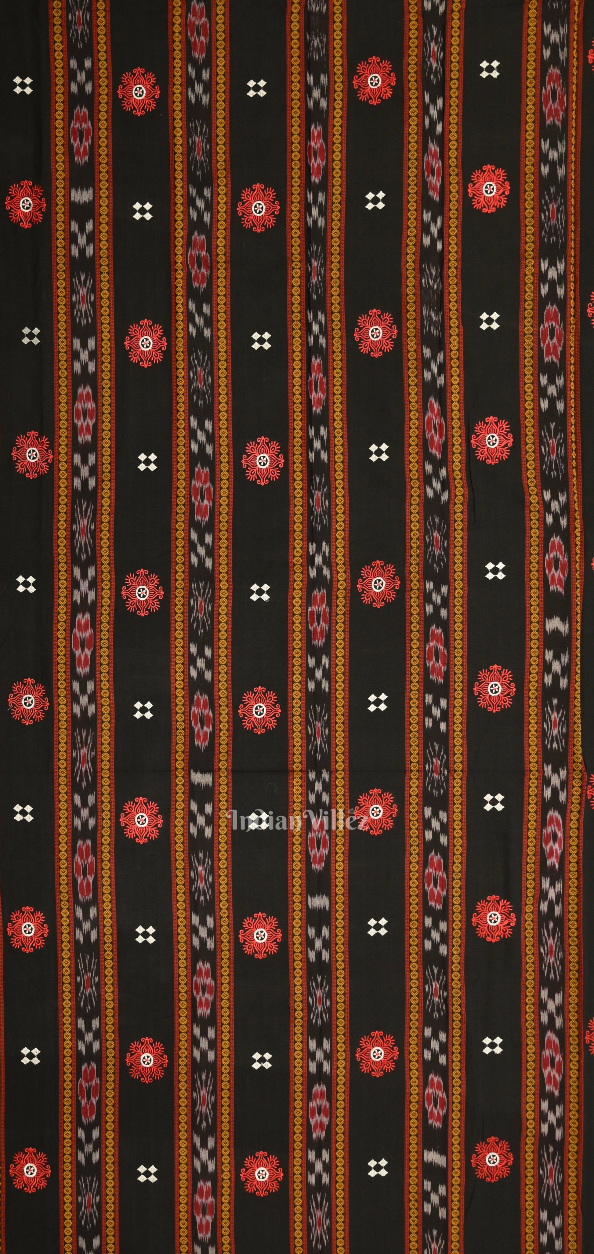 Black Red Maniabandha Sambalpuri Cotton Dress set & Dupatta
